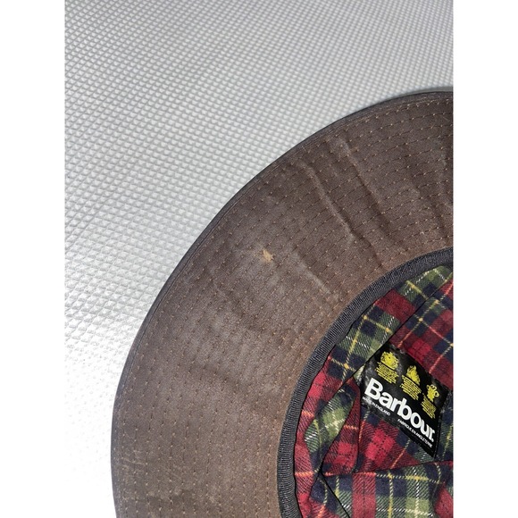 Barbour D597 Bushman Hat Brown Waxed Hunting Outdoor UK Small - Leather Trim - Picture 6 of 12